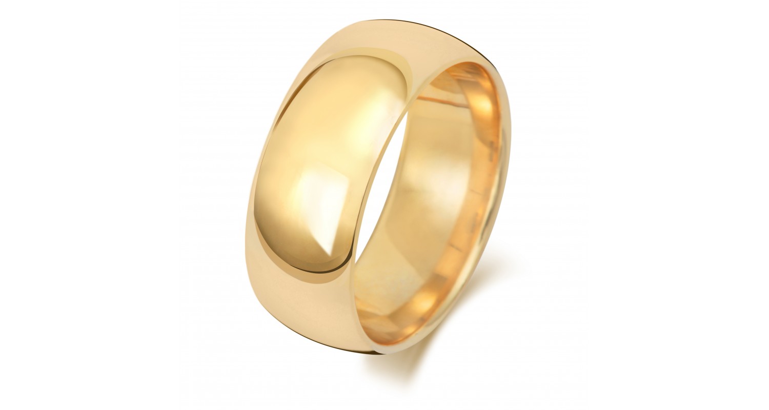 9ct Yellow Gold Court 8mm Medium Weight Band